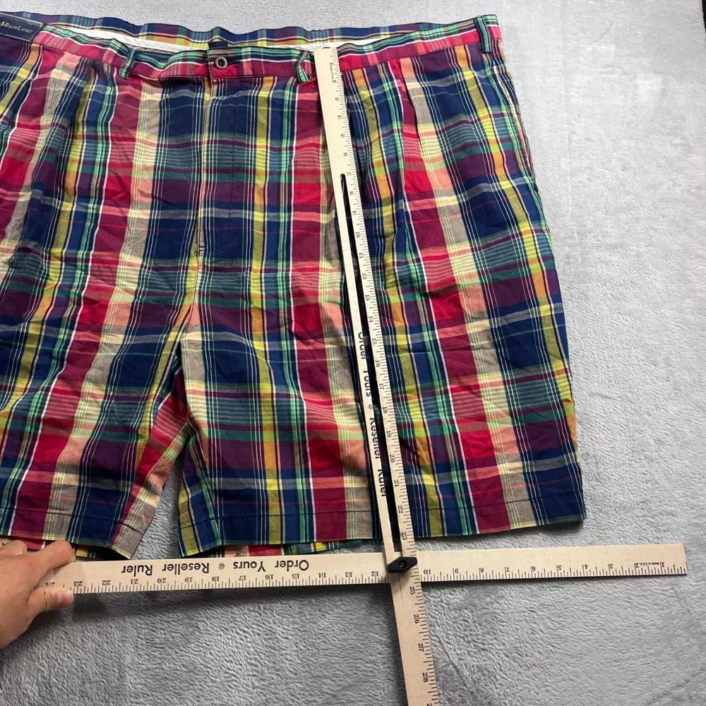 Polo Ralph Lauren Mens Big & Tall 56 Madras Plaid Pleated Shorts Multi 5838544